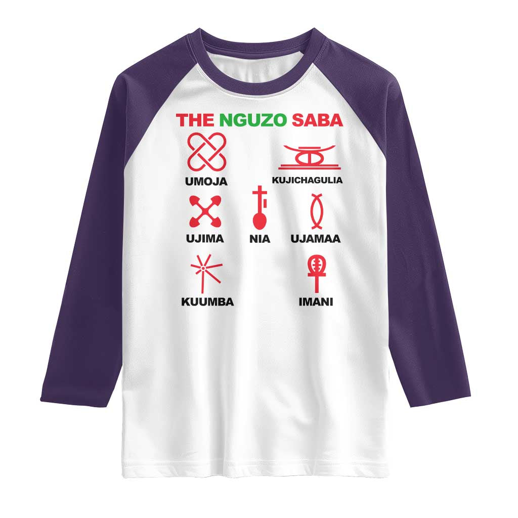 Nguzo Saba Seven Principles Of Kwanzaa Celebration Gift Raglan Shirt - Wonder Print Shop