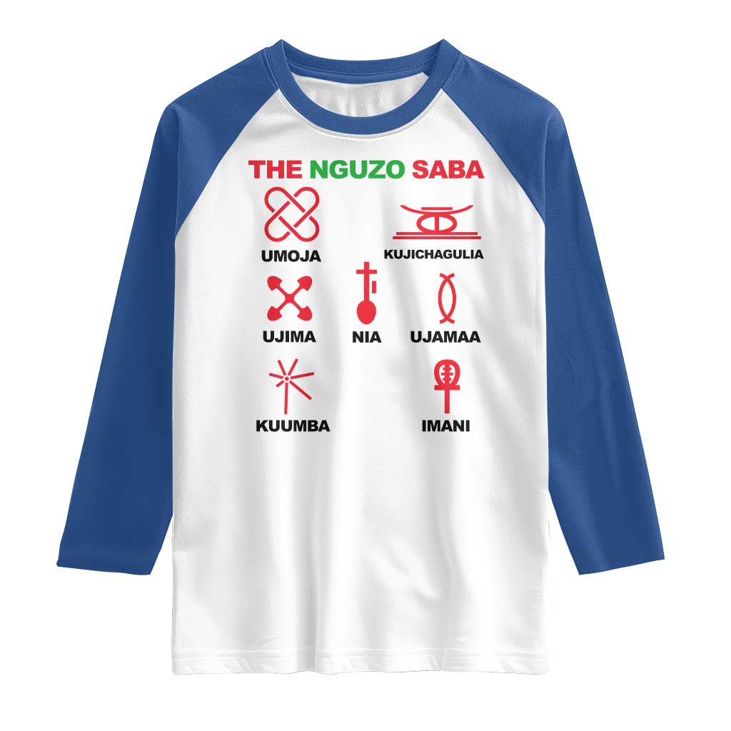 Nguzo Saba Seven Principles Of Kwanzaa Celebration Gift Raglan Shirt - Wonder Print Shop