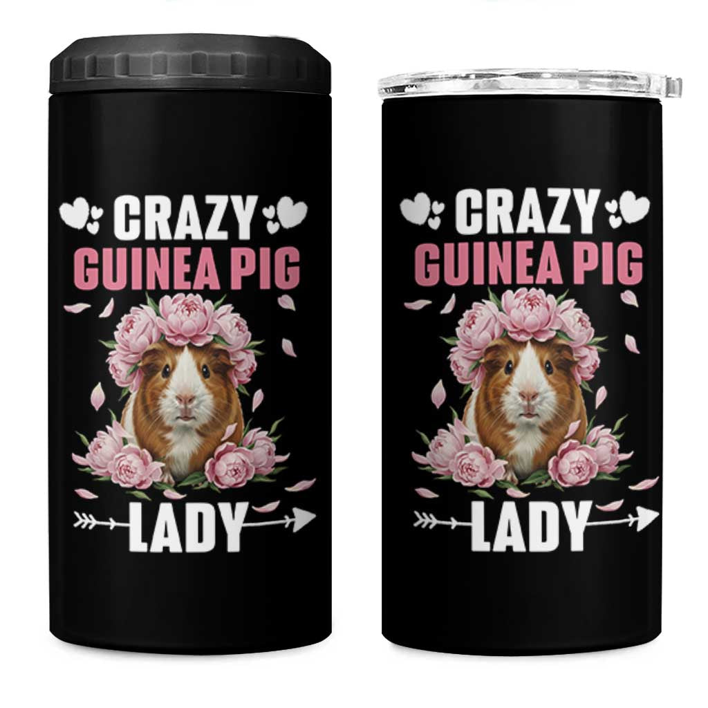 Funny Crazy Guinea Pig Lady 4 in 1 Can Cooler Tumbler Cavy Mom Gift - Wonder Print Shop