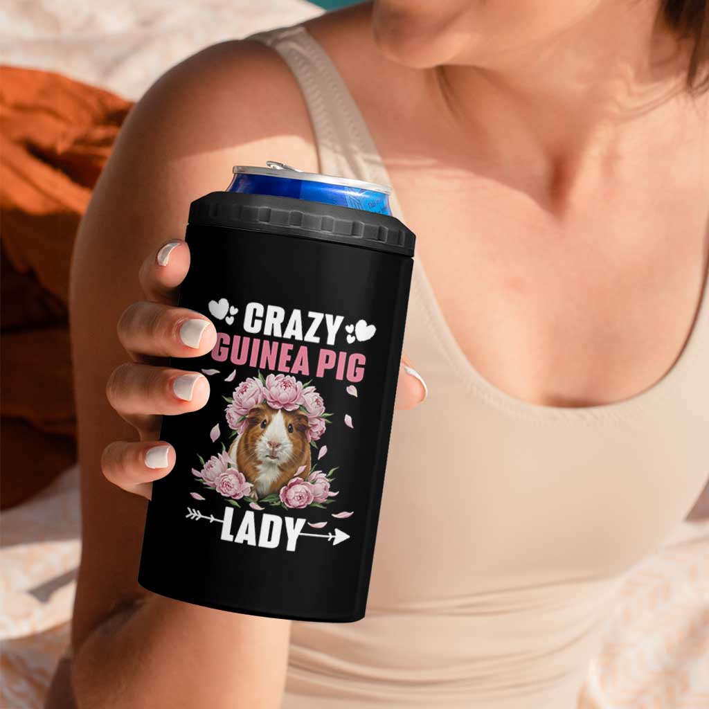 Funny Crazy Guinea Pig Lady 4 in 1 Can Cooler Tumbler Cavy Mom Gift - Wonder Print Shop