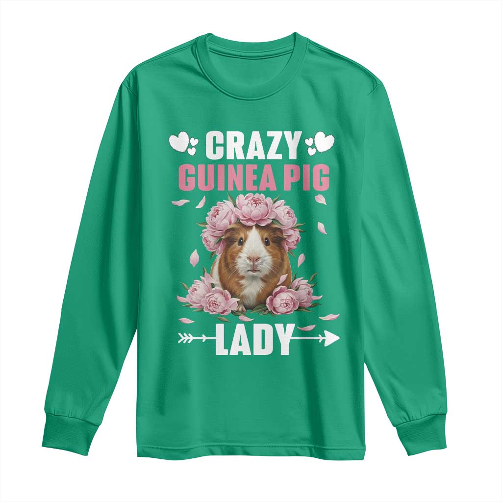Funny Crazy Guinea Pig Lady Long Sleeve Shirt Cavy Mom Gift - Wonder Print Shop