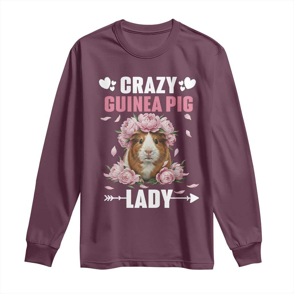 Funny Crazy Guinea Pig Lady Long Sleeve Shirt Cavy Mom Gift - Wonder Print Shop