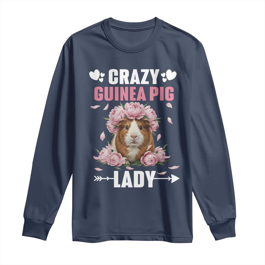 Funny Crazy Guinea Pig Lady Long Sleeve Shirt Cavy Mom Gift - Wonder Print Shop