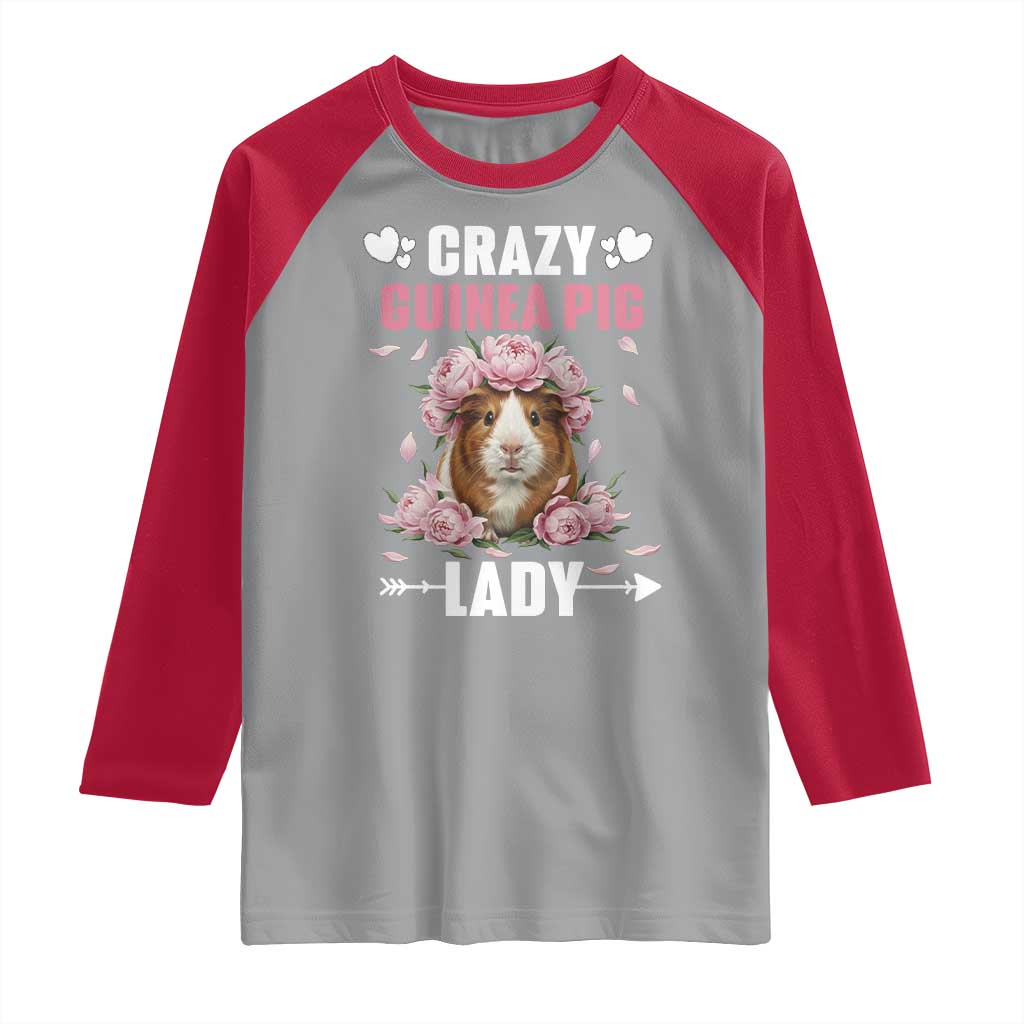 Funny Crazy Guinea Pig Lady Raglan Shirt Cavy Mom Gift - Wonder Print Shop
