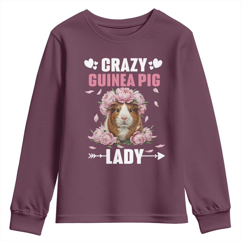Funny Crazy Guinea Pig Lady Youth Sweatshirt Cavy Mom Gift - Wonder Print Shop
