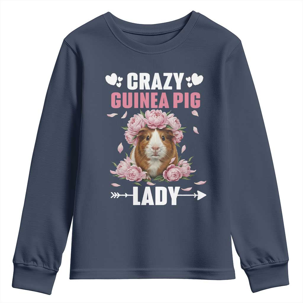 Funny Crazy Guinea Pig Lady Youth Sweatshirt Cavy Mom Gift - Wonder Print Shop
