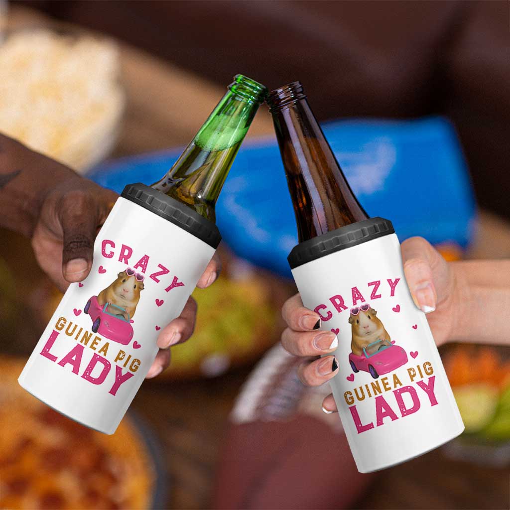 Crazy Guinea Pig Lady 4 in 1 Can Cooler Tumbler Funny Pet Lover Gift - Wonder Print Shop