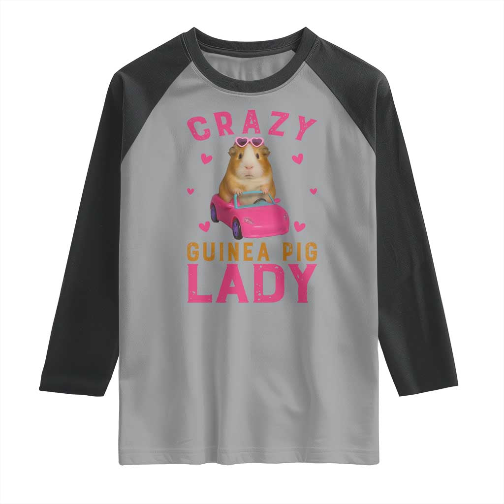 Crazy Guinea Pig Lady Raglan Shirt Funny Pet Lover Gift - Wonder Print Shop