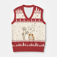 Flower Guinea Pig Dandelion V-Neck Knit Sweater Vest Funny Cavy Lover Gift - Wonder Print Shop