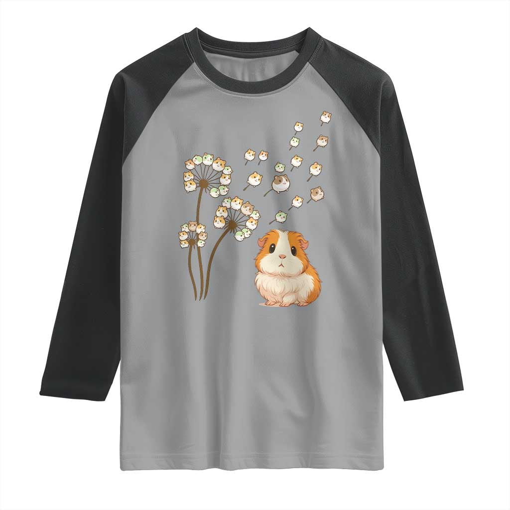 Flower Guinea Pig Dandelion Raglan Shirt Funny Cavy Lover Gift - Wonder Print Shop
