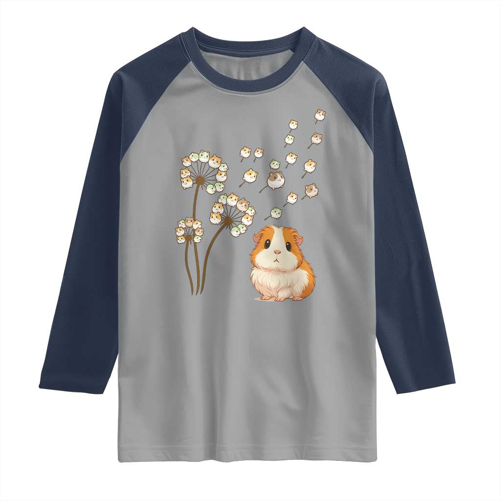 Flower Guinea Pig Dandelion Raglan Shirt Funny Cavy Lover Gift - Wonder Print Shop