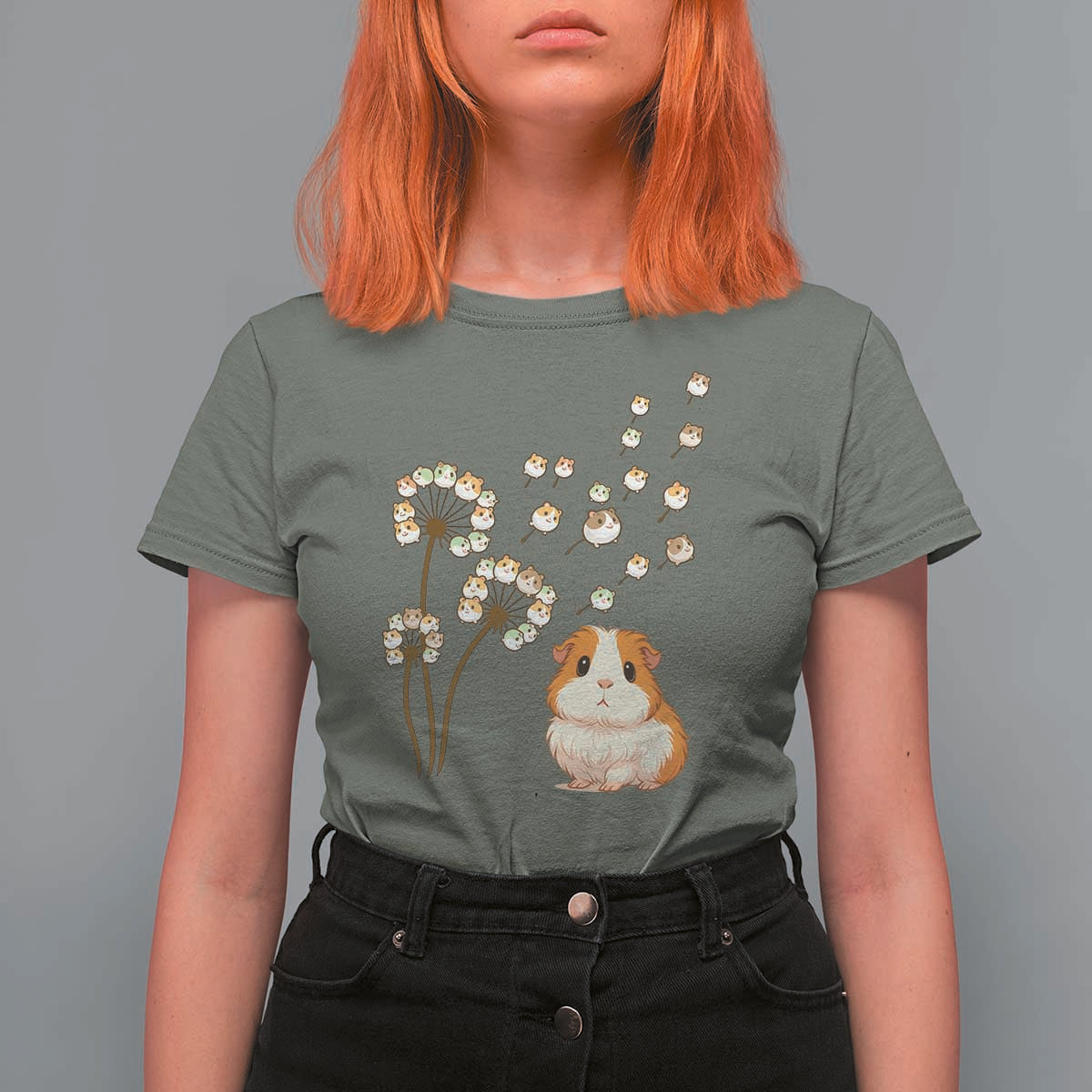 Flower Guinea Pig Dandelion T Shirt For Women Funny Cavy Lover Gift - Wonder Print Shop