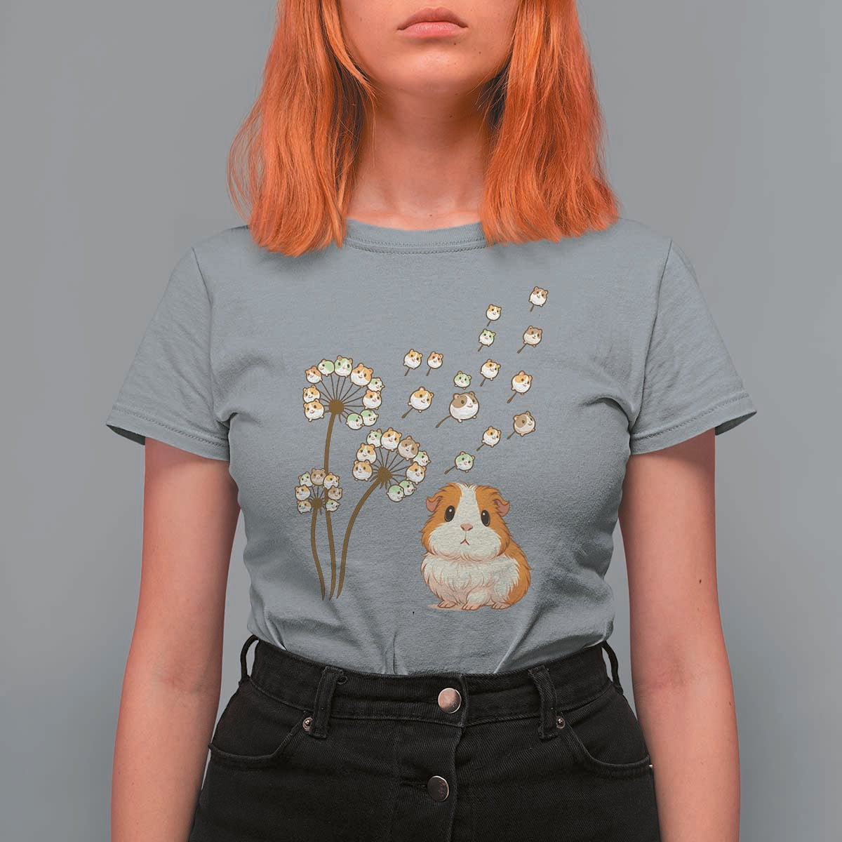 Flower Guinea Pig Dandelion T Shirt For Women Funny Cavy Lover Gift - Wonder Print Shop