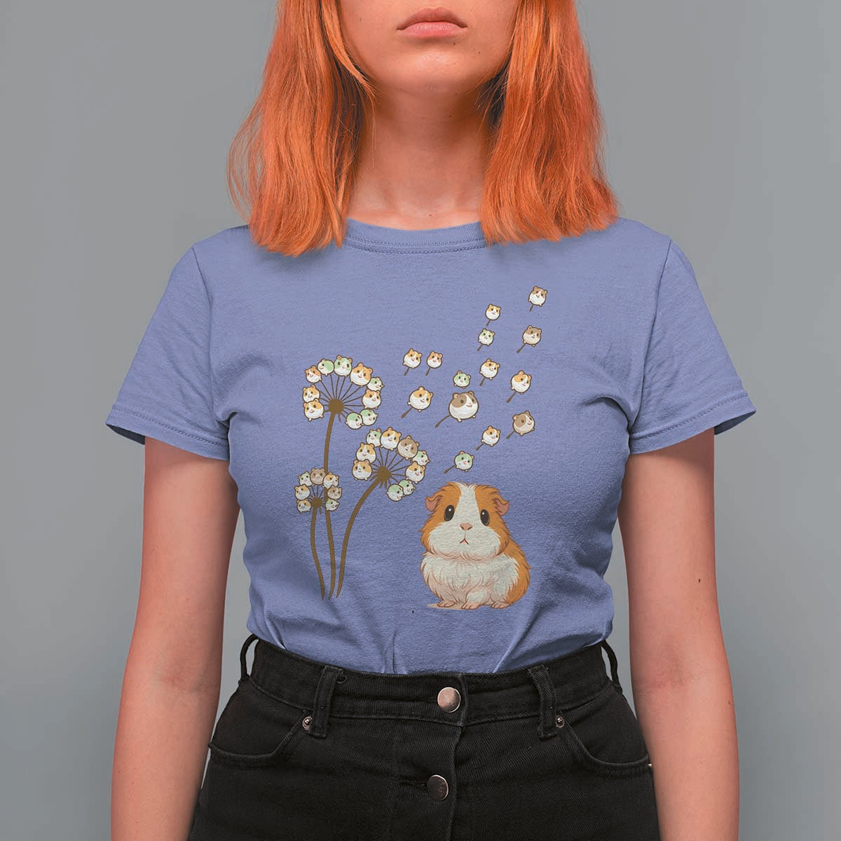 Flower Guinea Pig Dandelion T Shirt For Women Funny Cavy Lover Gift - Wonder Print Shop