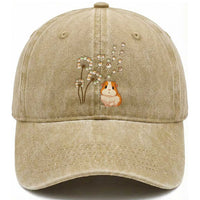 Flower Guinea Pig Dandelion Washed Cotton Baseball Cap Funny Cavy Lover Gift
