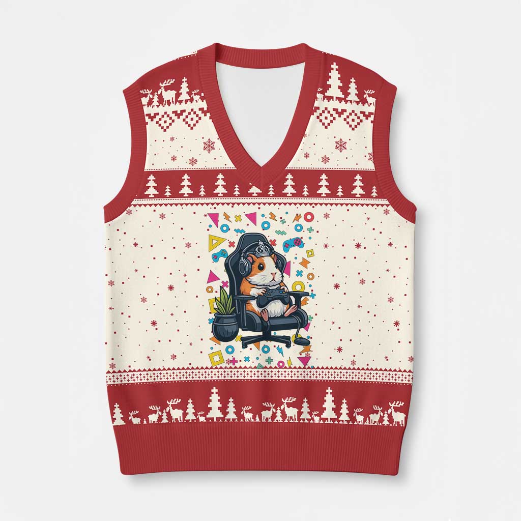 Funny Guinea Pigs And Gaming Lover Gift For Kid V-Neck Knit Sweater Vest - Wonder Print Shop