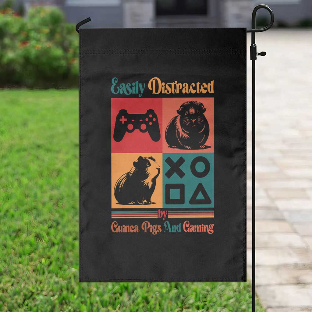Funny Easily Distracted By Guinea Pigs And Gaming Garden Flag Game Lover Gift - Wonder Print Shop