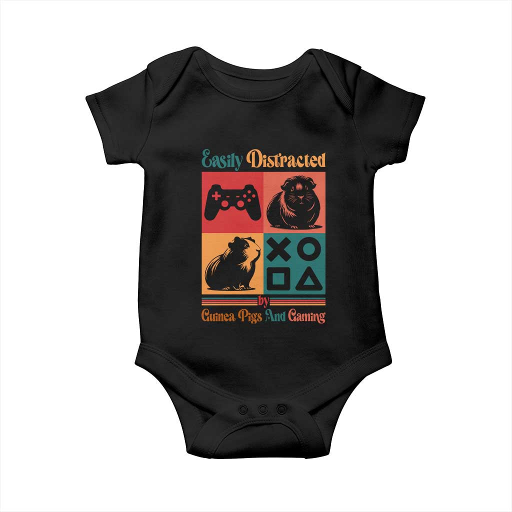 Funny Easily Distracted By Guinea Pigs And Gaming Baby Onesie Game Lover Gift - Wonder Print Shop
