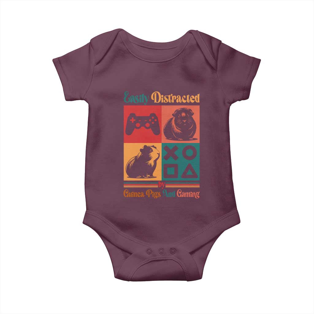 Funny Easily Distracted By Guinea Pigs And Gaming Baby Onesie Game Lover Gift - Wonder Print Shop