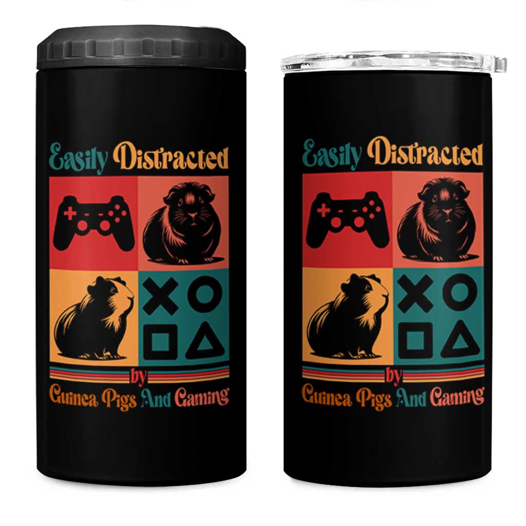 Funny Easily Distracted By Guinea Pigs And Gaming 4 in 1 Can Cooler Tumbler Game Lover Gift - Wonder Print Shop