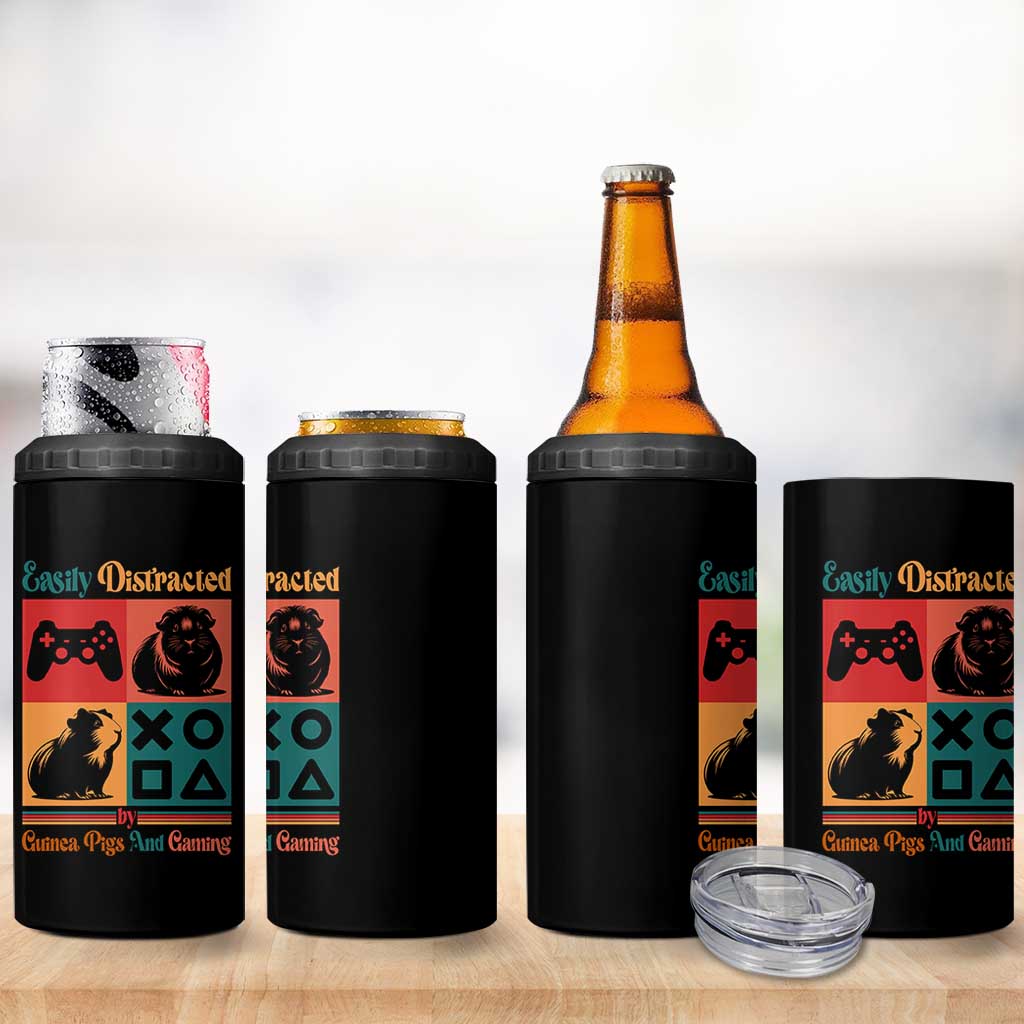Funny Easily Distracted By Guinea Pigs And Gaming 4 in 1 Can Cooler Tumbler Game Lover Gift - Wonder Print Shop