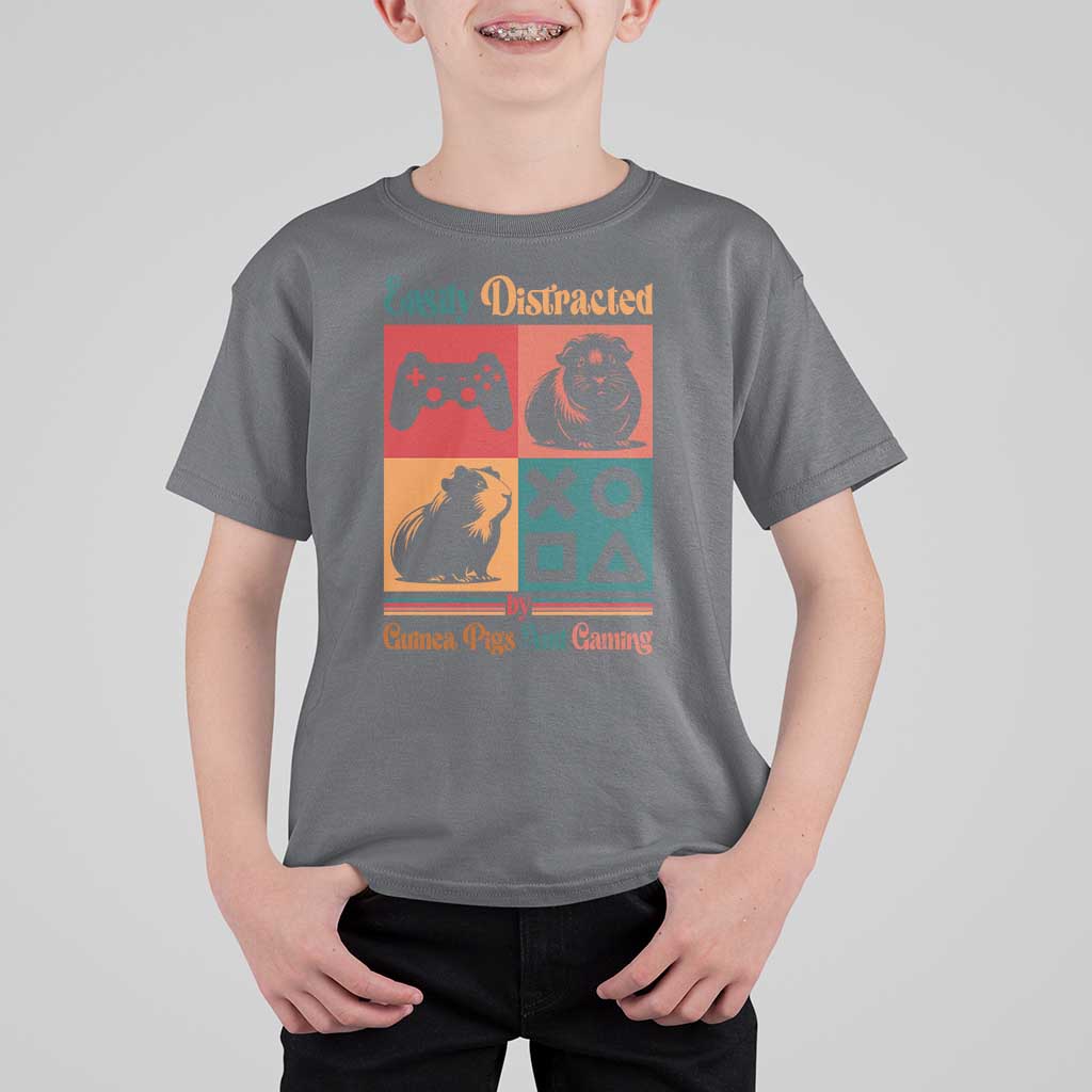 Funny Easily Distracted By Guinea Pigs And Gaming T Shirt For Kid Game Lover Gift - Wonder Print Shop