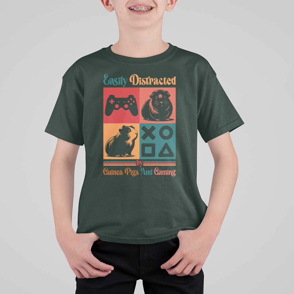 Funny Easily Distracted By Guinea Pigs And Gaming T Shirt For Kid Game Lover Gift - Wonder Print Shop