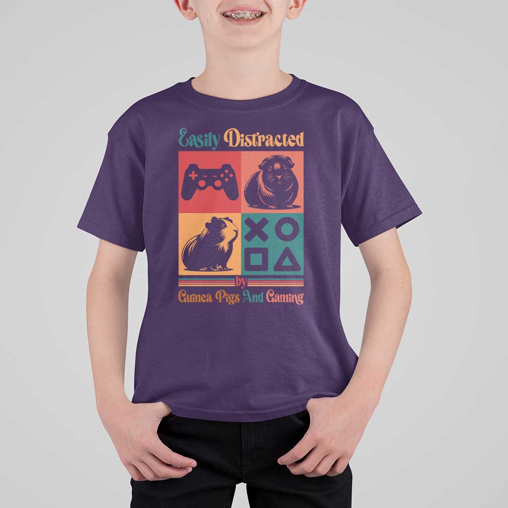 Funny Easily Distracted By Guinea Pigs And Gaming T Shirt For Kid Game Lover Gift - Wonder Print Shop