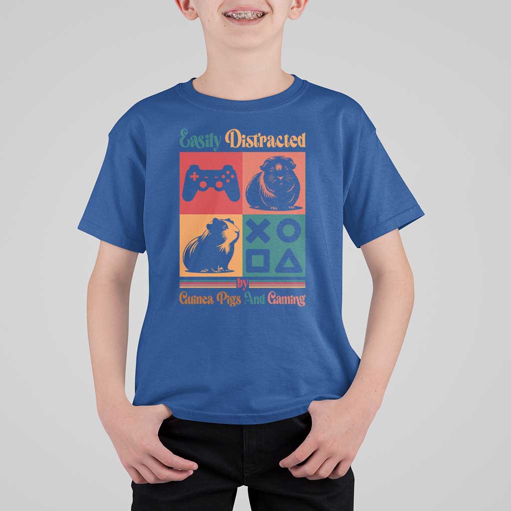 Funny Easily Distracted By Guinea Pigs And Gaming T Shirt For Kid Game Lover Gift - Wonder Print Shop