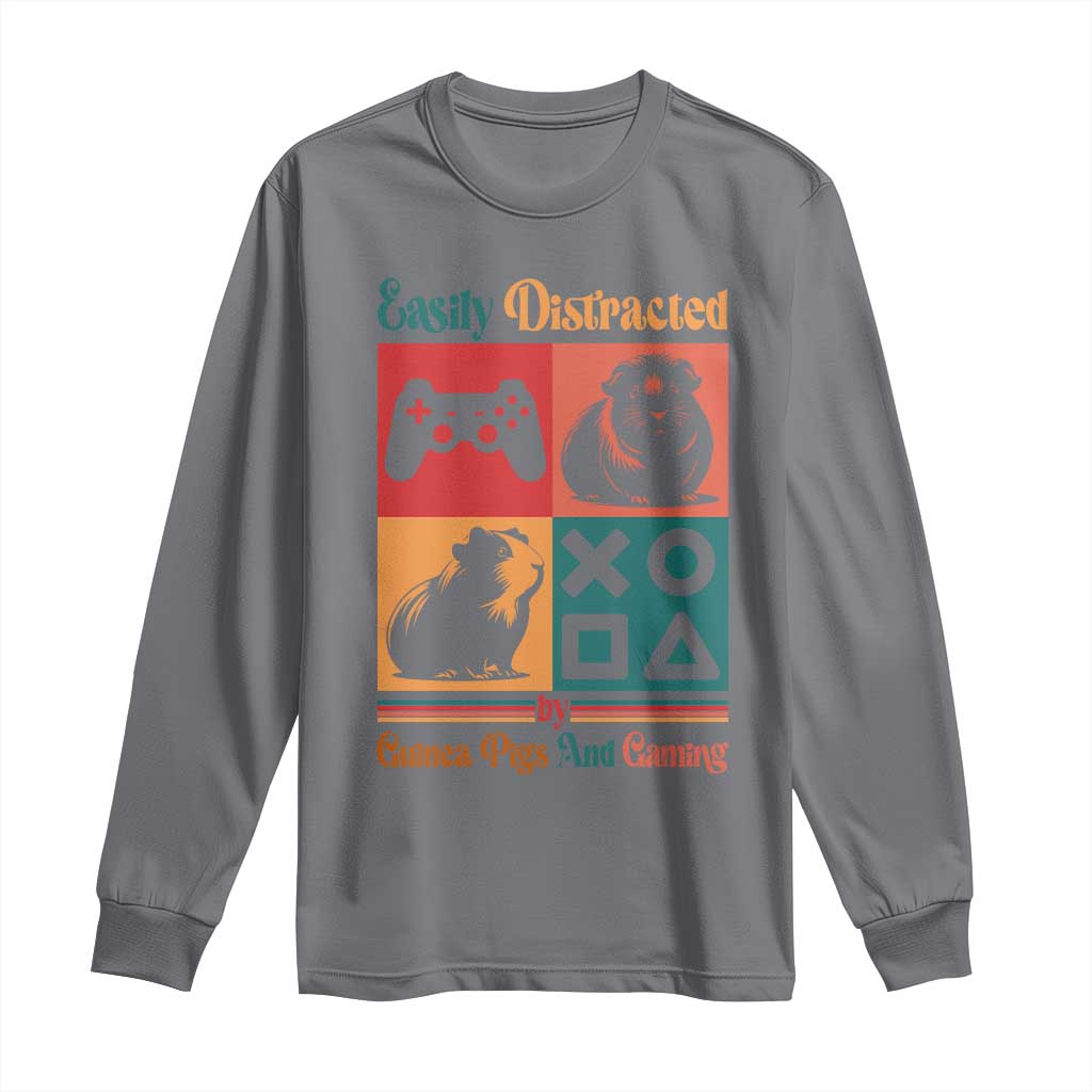 Funny Easily Distracted By Guinea Pigs And Gaming Long Sleeve Shirt Game Lover Gift - Wonder Print Shop