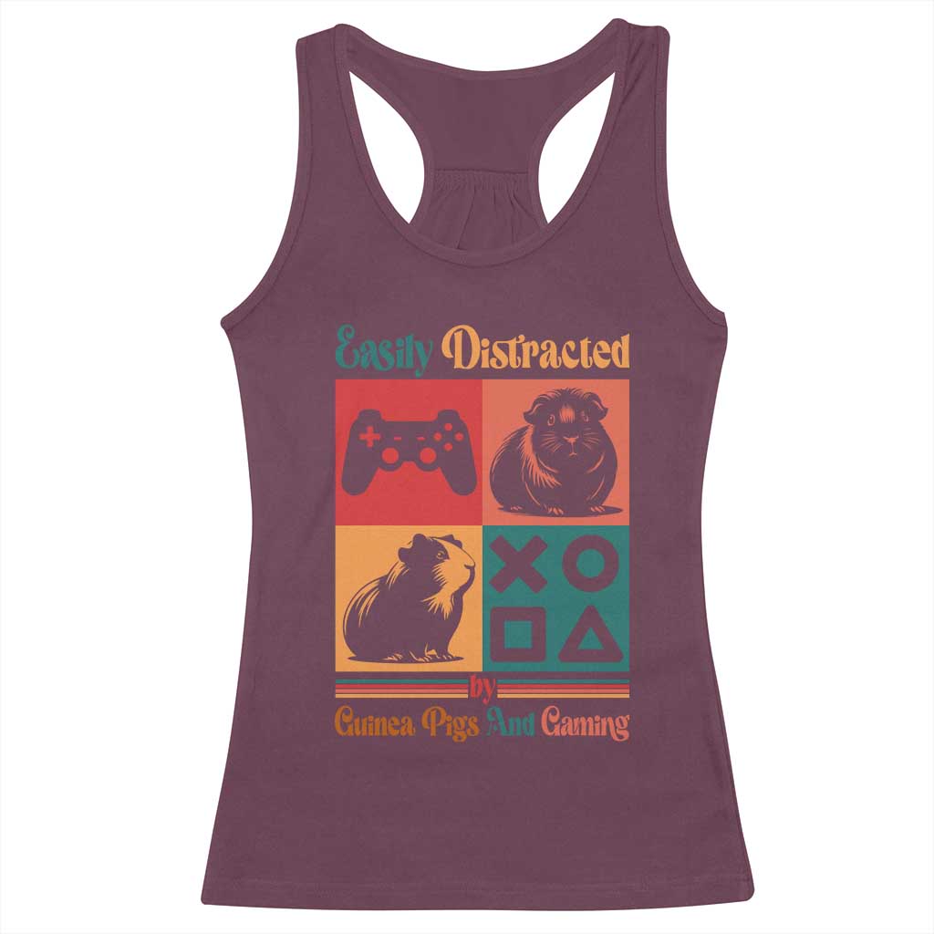 Funny Easily Distracted By Guinea Pigs And Gaming Racerback Tank Top Game Lover Gift - Wonder Print Shop