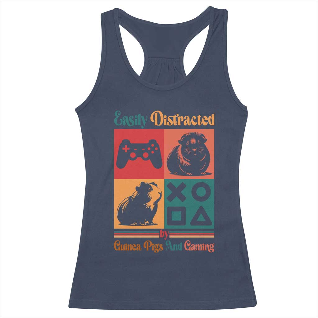 Funny Easily Distracted By Guinea Pigs And Gaming Racerback Tank Top Game Lover Gift - Wonder Print Shop