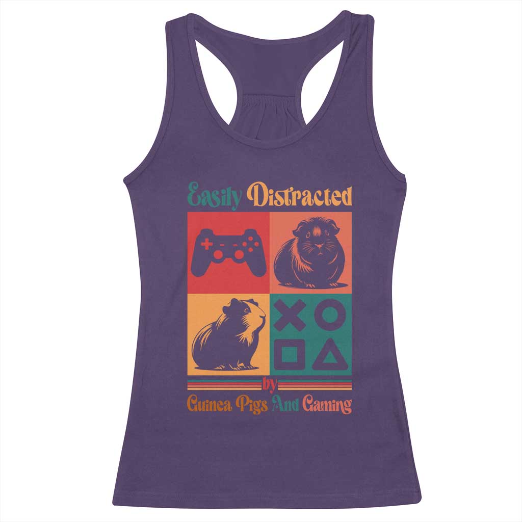 Funny Easily Distracted By Guinea Pigs And Gaming Racerback Tank Top Game Lover Gift - Wonder Print Shop