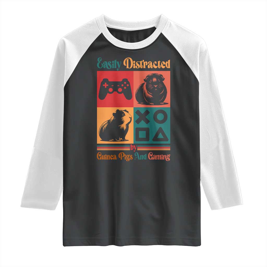 Funny Easily Distracted By Guinea Pigs And Gaming Raglan Shirt Game Lover Gift - Wonder Print Shop