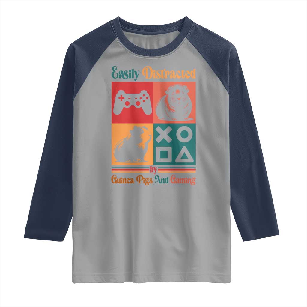 Funny Easily Distracted By Guinea Pigs And Gaming Raglan Shirt Game Lover Gift - Wonder Print Shop