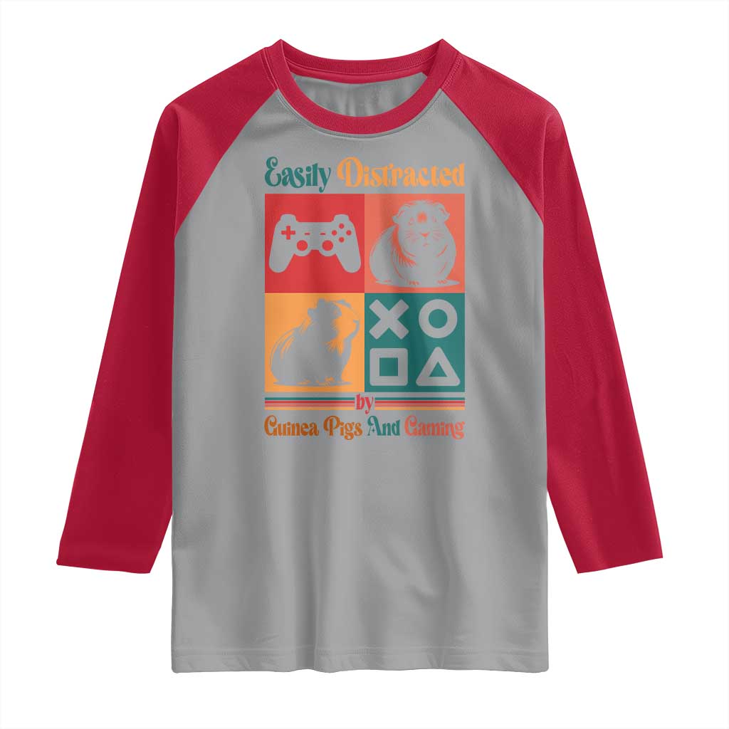 Funny Easily Distracted By Guinea Pigs And Gaming Raglan Shirt Game Lover Gift - Wonder Print Shop