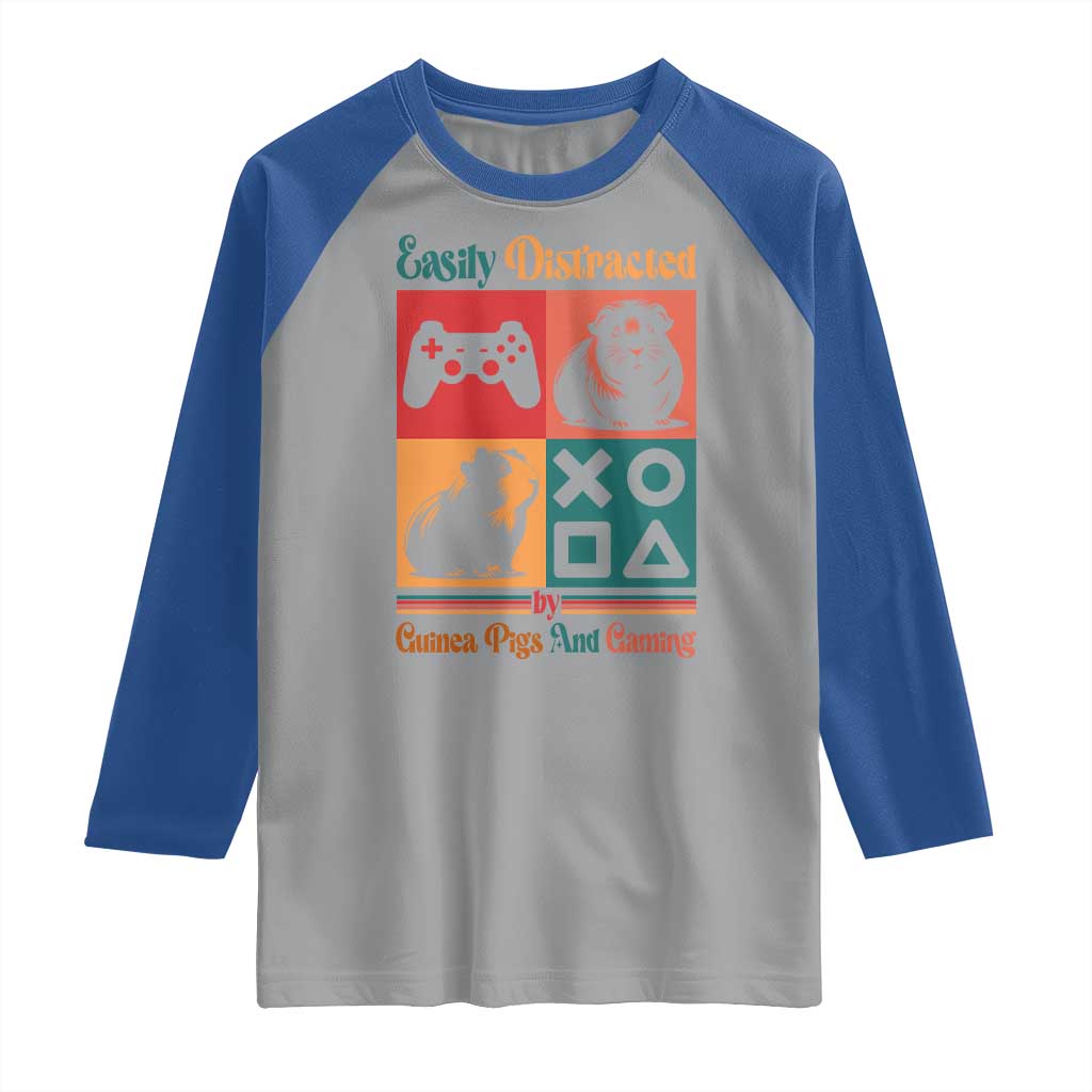 Funny Easily Distracted By Guinea Pigs And Gaming Raglan Shirt Game Lover Gift - Wonder Print Shop