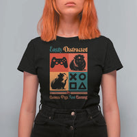Funny Easily Distracted By Guinea Pigs And Gaming T Shirt For Women Game Lover Gift - Wonder Print Shop