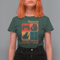 Funny Easily Distracted By Guinea Pigs And Gaming T Shirt For Women Game Lover Gift - Wonder Print Shop