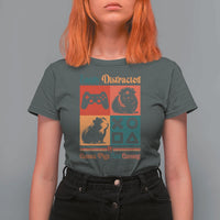 Funny Easily Distracted By Guinea Pigs And Gaming T Shirt For Women Game Lover Gift - Wonder Print Shop