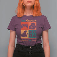 Funny Easily Distracted By Guinea Pigs And Gaming T Shirt For Women Game Lover Gift - Wonder Print Shop