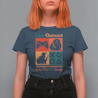Funny Easily Distracted By Guinea Pigs And Gaming T Shirt For Women Game Lover Gift - Wonder Print Shop