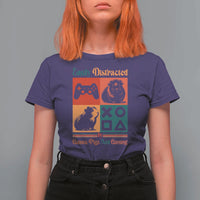 Funny Easily Distracted By Guinea Pigs And Gaming T Shirt For Women Game Lover Gift - Wonder Print Shop