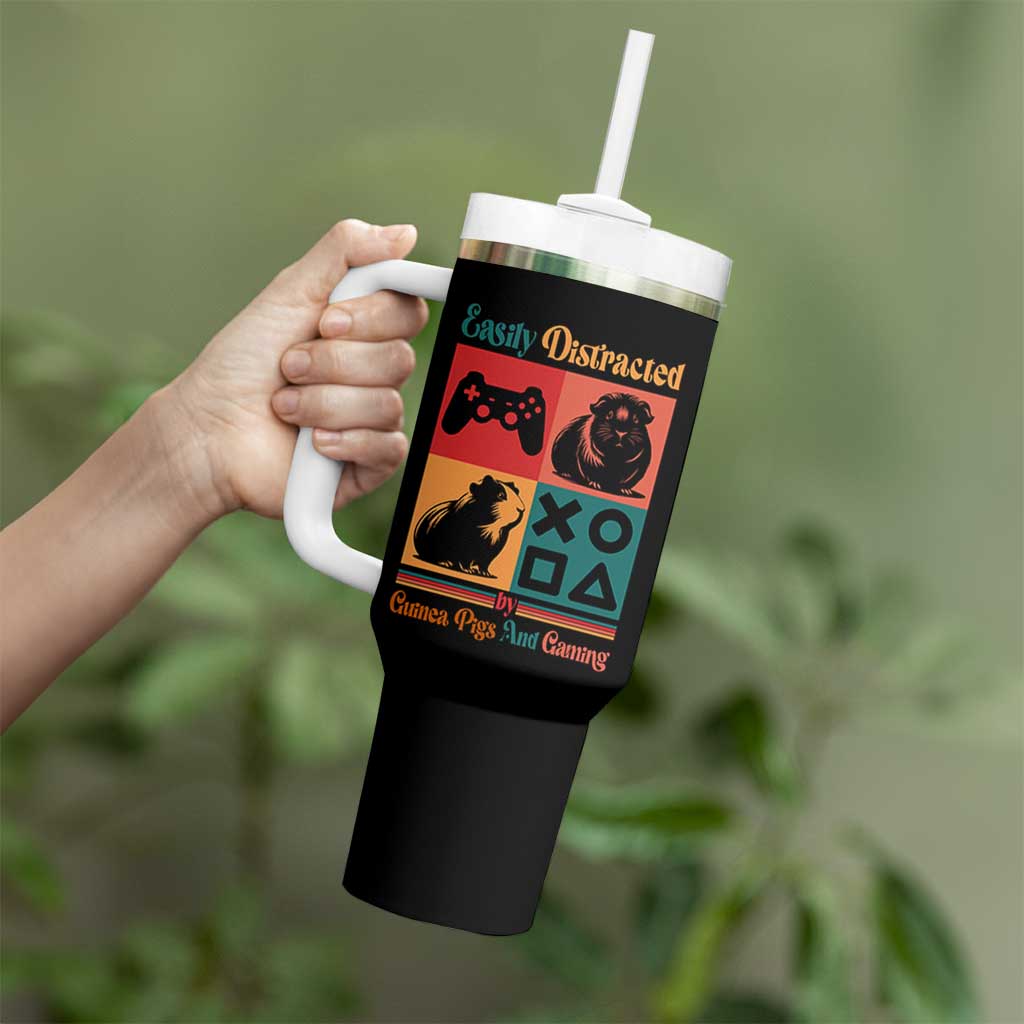 Funny Easily Distracted By Guinea Pigs And Gaming Tumbler With Handle Game Lover Gift - Wonder Print Shop