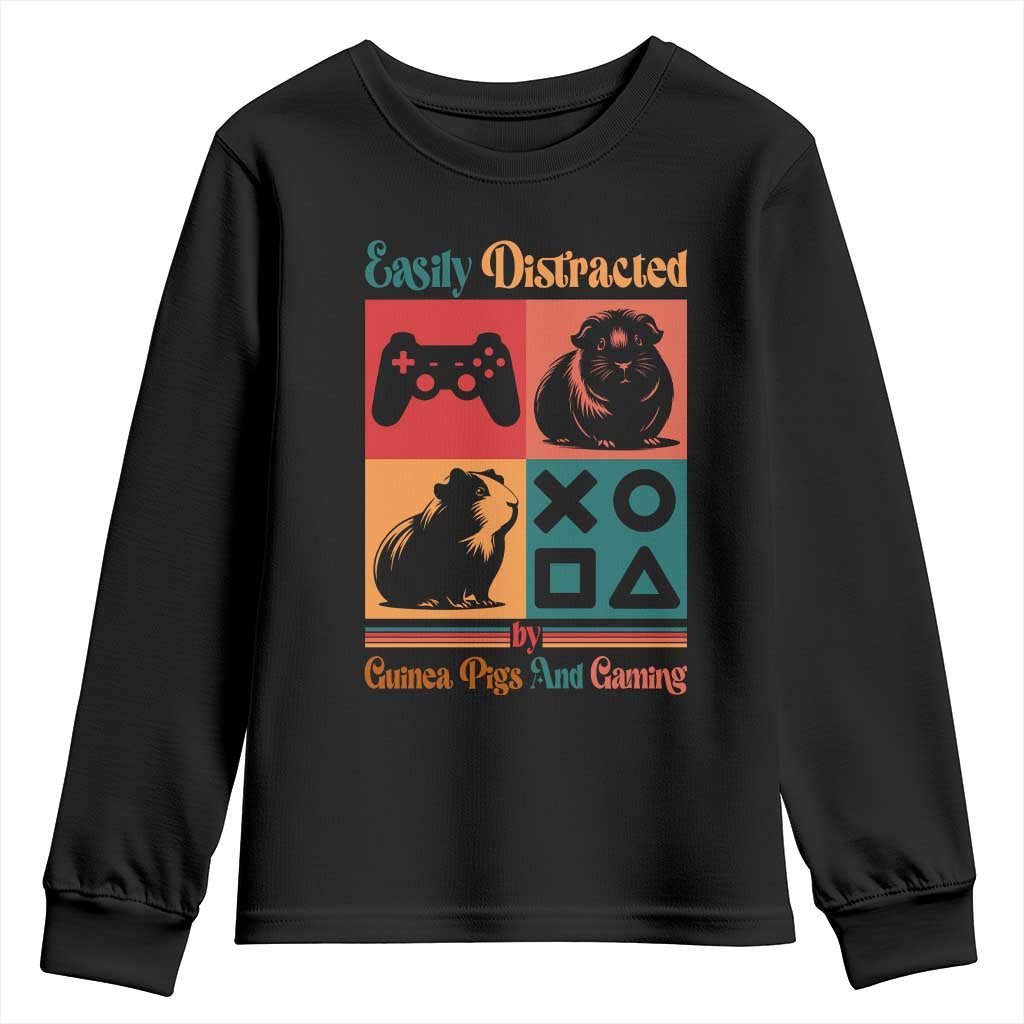 Funny Easily Distracted By Guinea Pigs And Gaming Youth Sweatshirt Game Lover Gift - Wonder Print Shop