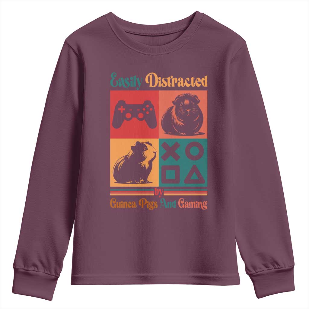 Funny Easily Distracted By Guinea Pigs And Gaming Youth Sweatshirt Game Lover Gift - Wonder Print Shop