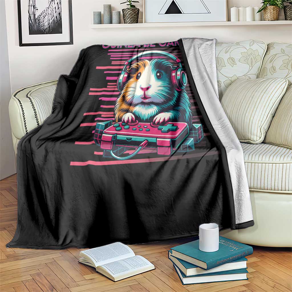 Funny Guinea Pig Video Game Player Gift Throw Blanket Guinea Be Gaming - Wonder Print Shop
