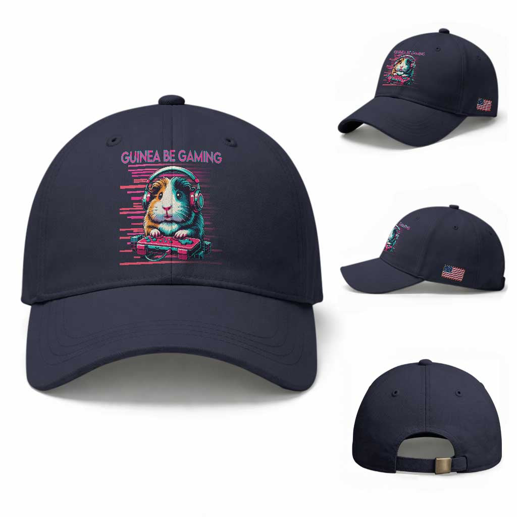 Funny Guinea Pig Video Game Player Gift Baseball Cap Guinea Be Gaming