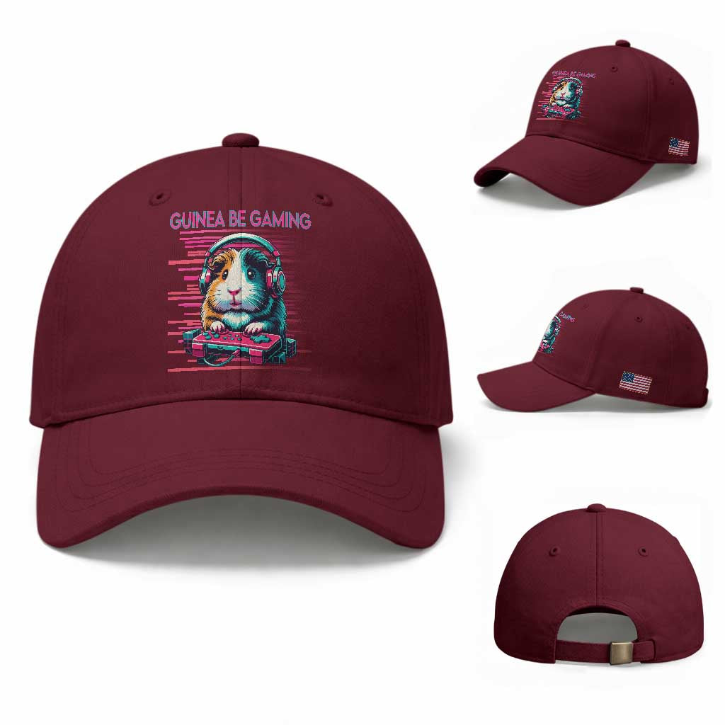 Funny Guinea Pig Video Game Player Gift Baseball Cap Guinea Be Gaming