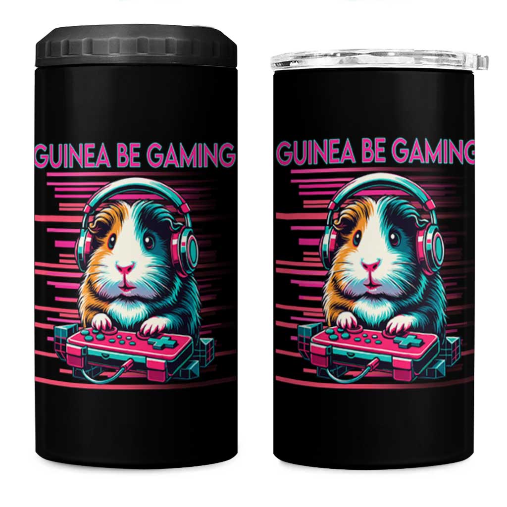 Funny Guinea Pig Video Game Player Gift 4 in 1 Can Cooler Tumbler Guinea Be Gaming - Wonder Print Shop